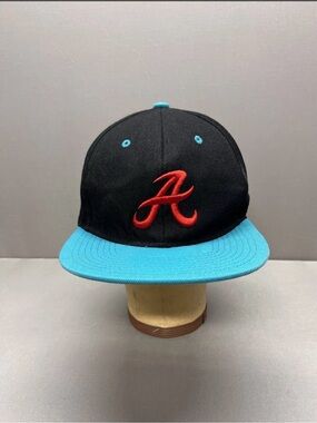 Black and Teal Men's Baseball Cap with Red Script A